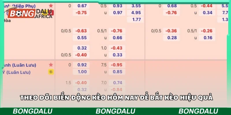 Theo dõi biến động kèo hôm nay để bắt kèo hiệu quả